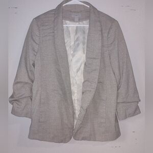 H&M Light Beige Open-Front Shawl Collar Blazer
